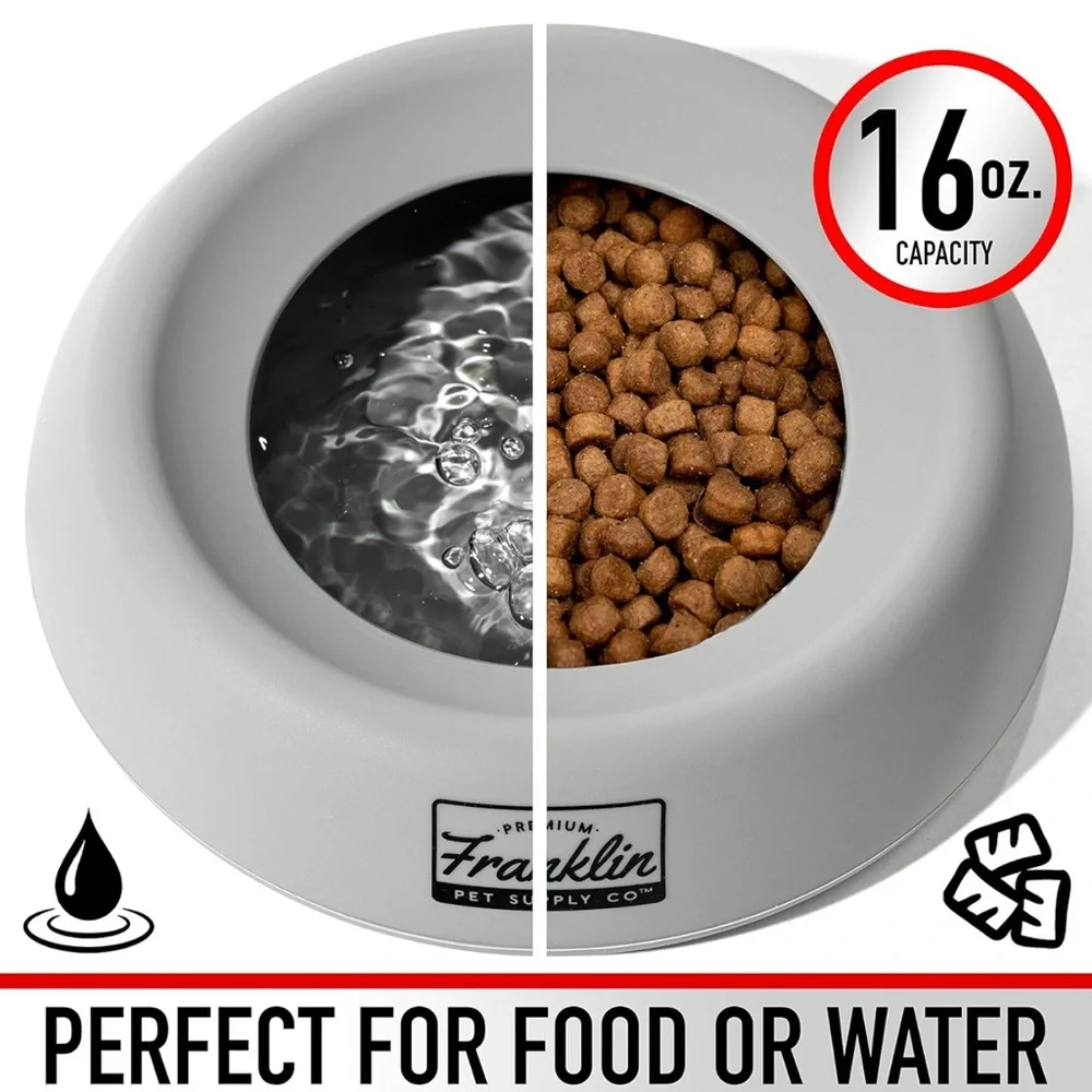 NON-SPLASH Franklin Pet Supply Gray Pet Bowl
